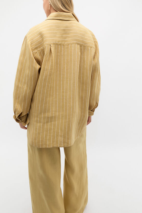 Linen Oversized Shirt  Honey Stripe  hi-res