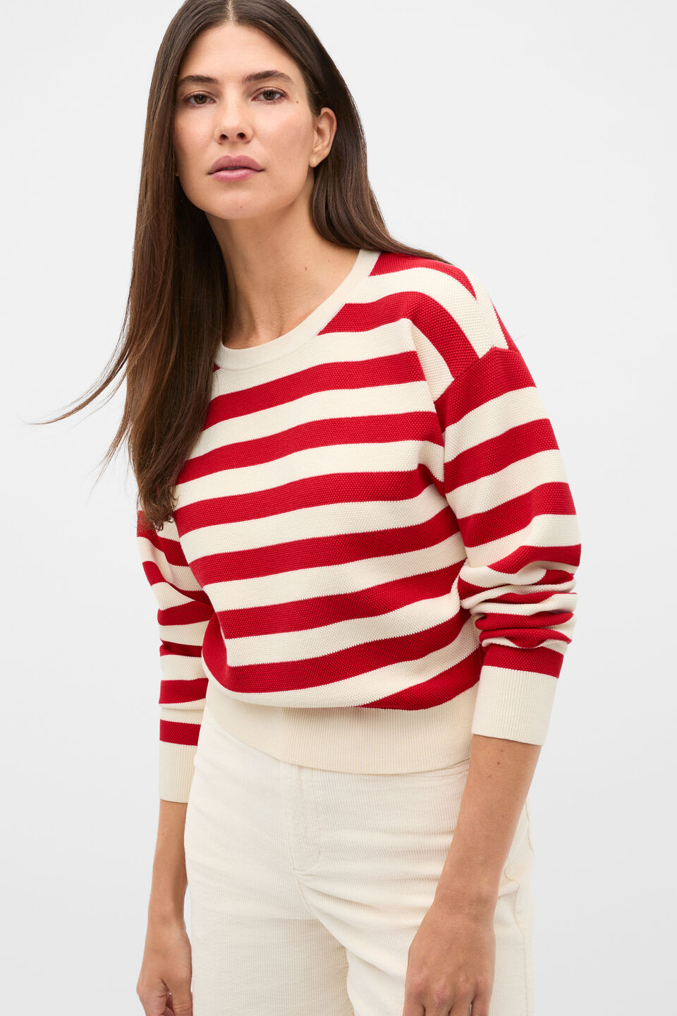 Textured Stripe Knit  Poppy Stripe