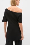 Crepe Knit Drape Shoulder Tunic  Black  hi-res