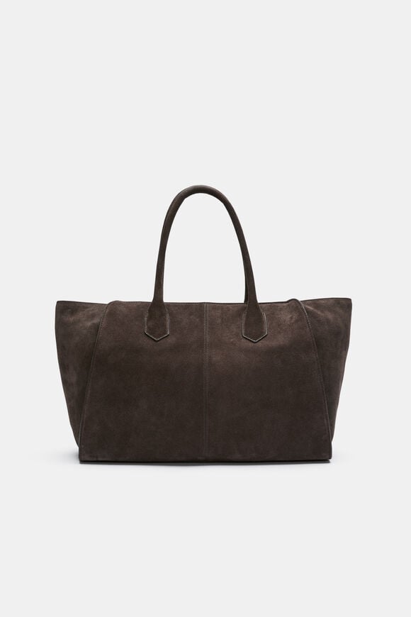 Softly Structured Suede Tote  Chocolate  hi-res
