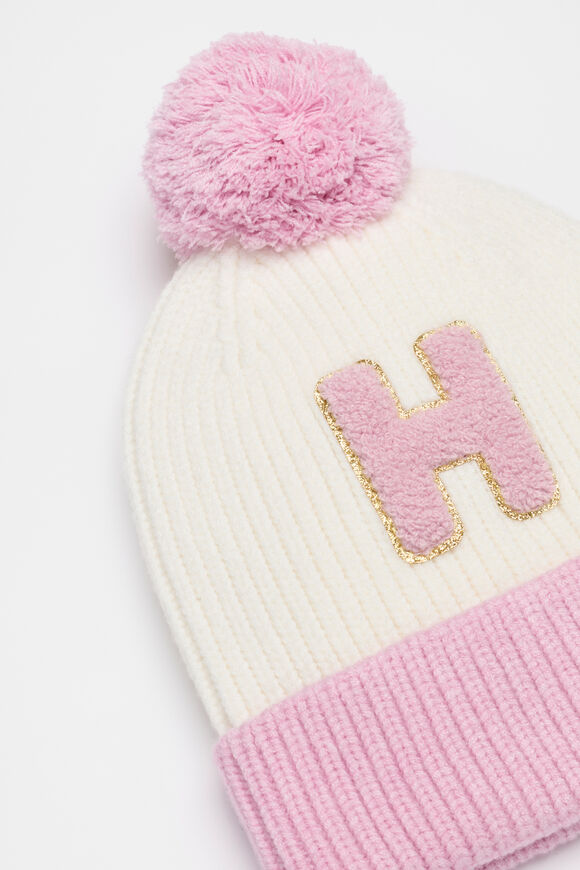 Colourblock Initial Beanie  H  hi-res