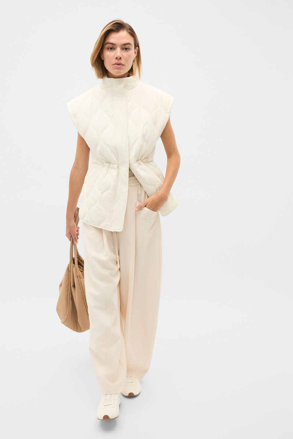 Textured Barrel Pant  Coconut Cream