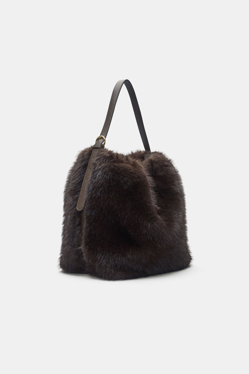 Fur Hobo Bag  Coffee Bean
