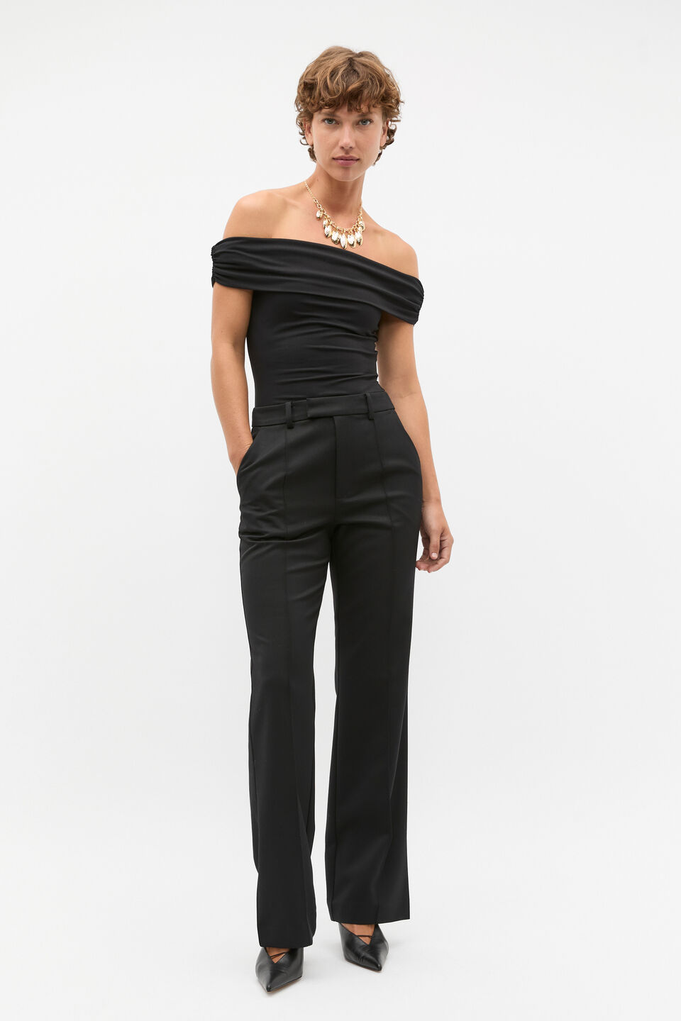 Wool Blend Tailored Pant  Black