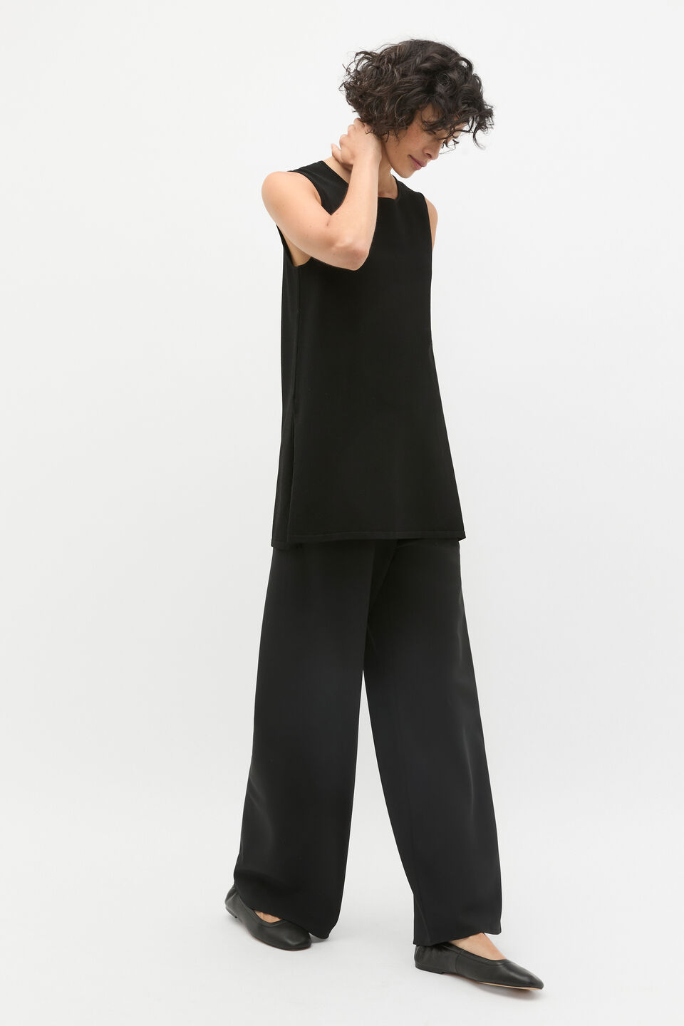 Compact Crepe Knit Tunic  Black