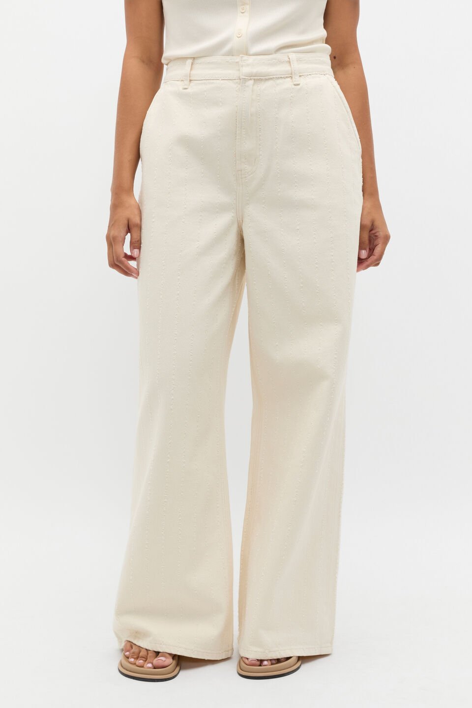 Textured Denim Tailored Jean  Buttercream