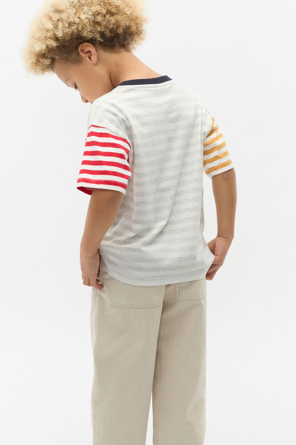 Colourblock Tee  Light Grey Marle