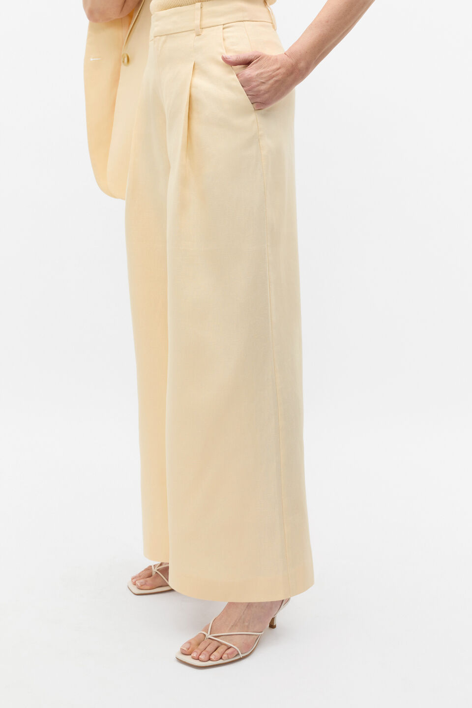 Tailored Linen Pleat Front Pant  Shortbread