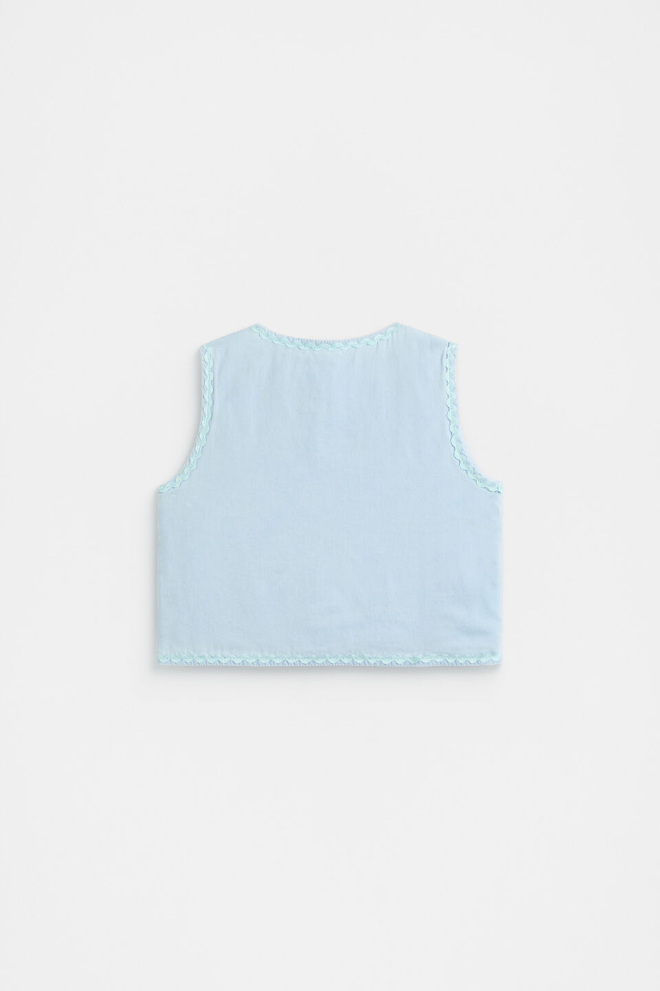 Floral Pocket Vest  Powder Blue Wash