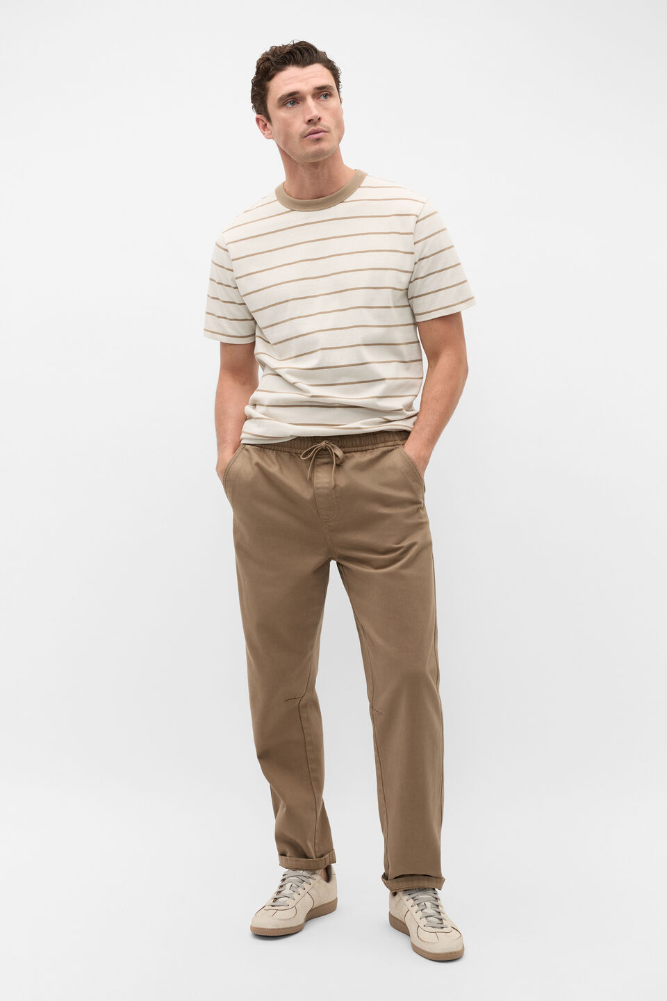 Crew Stripe Tee  Dark Stone