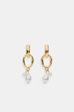 Pearl Drop Link Earring  Gold  hi-res
