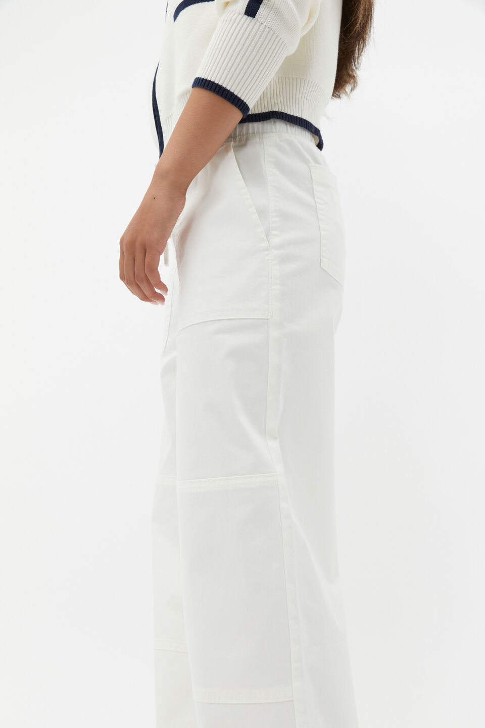 Elasticated Patch Pant  Light Cream