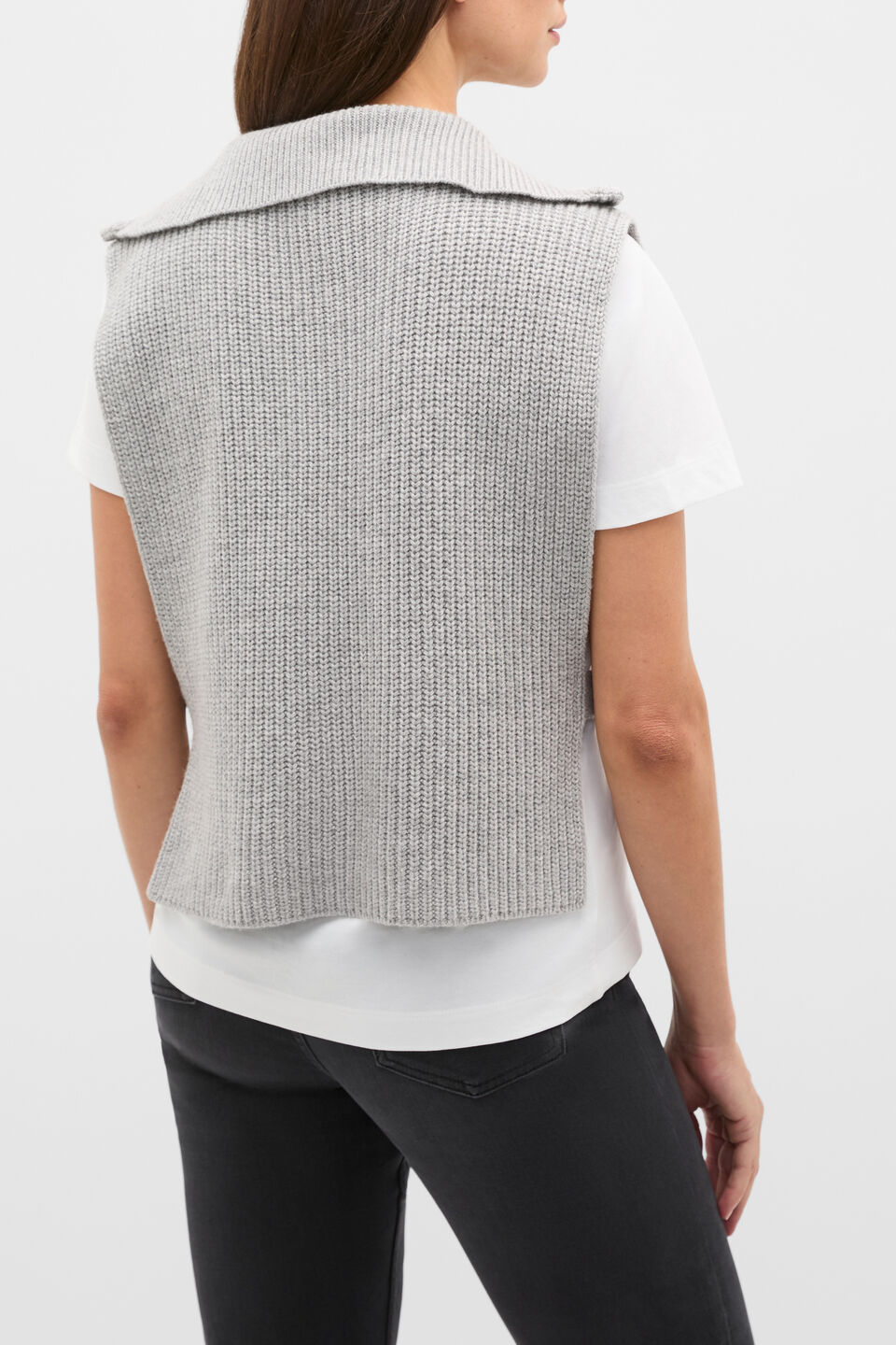 Rib Knit Collar Bib  Pale Slate Marle