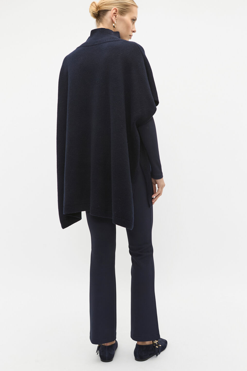 Rib Detail Poncho  Twilight Blue