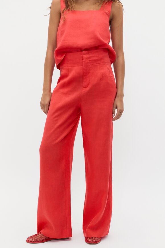 Core Linen Waisted Pant  Electric Crimson  hi-res