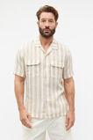 Linen Utility Shirt  Hazelnut Stripe  hi-res