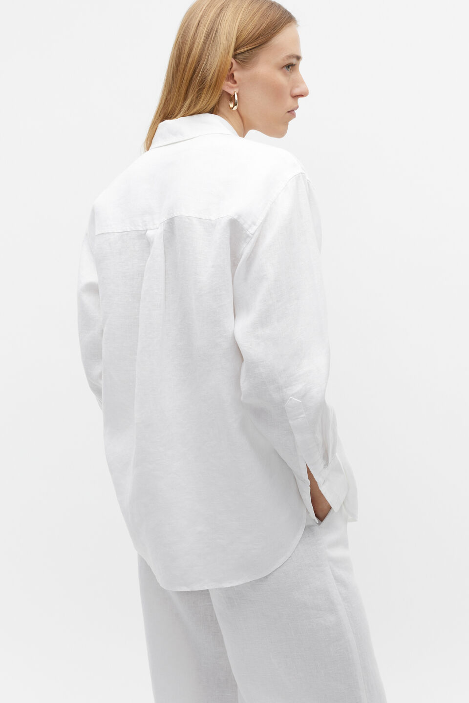 Core Linen Boyfriend Shirt  Whisper White