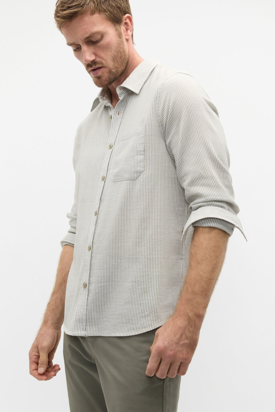 Texture Stripe Shirt  Vintage Khaki