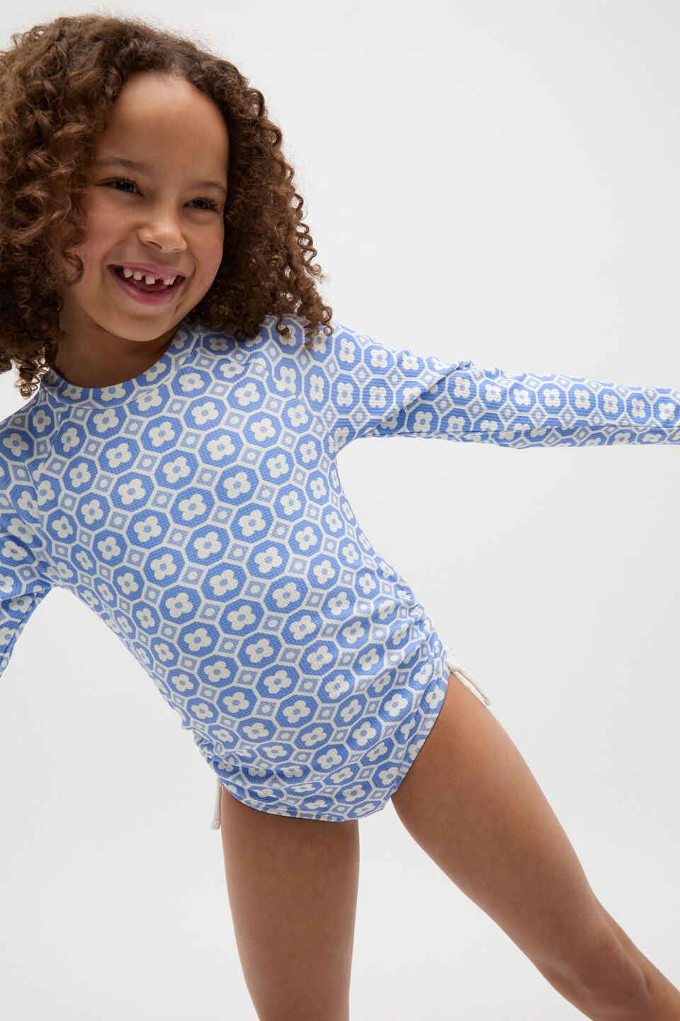 Flower Tile Rashsuit  Luna Blue