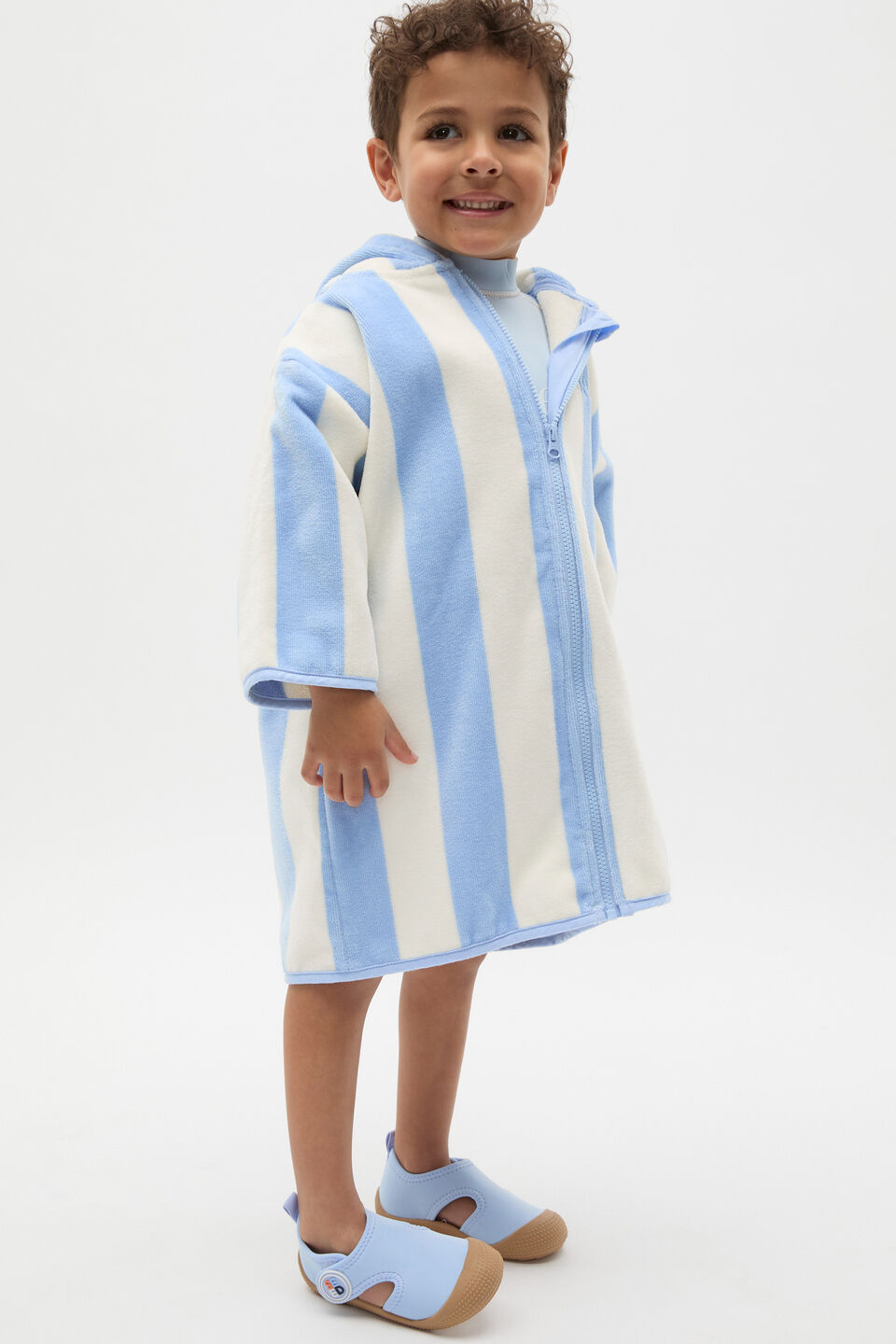 Swim Zip Poncho  Luna Blue Stripe
