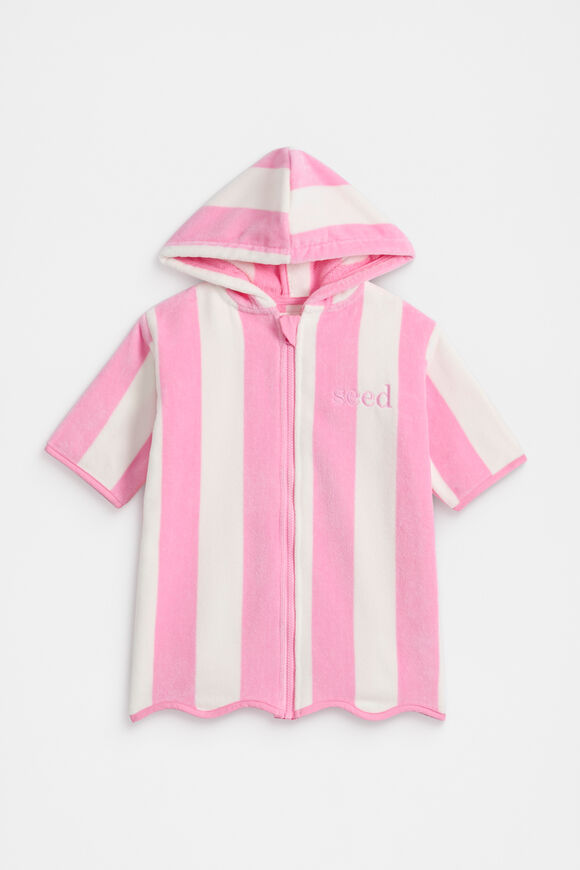 Mini Swim Zip Poncho  Candy Pink Stripe  hi-res