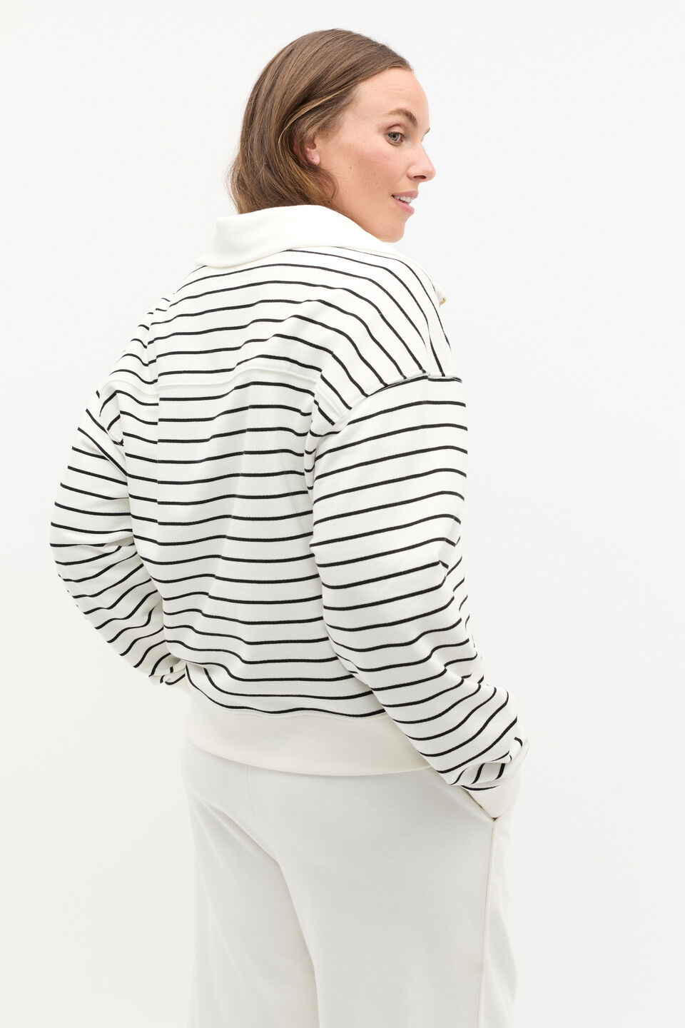 Core Heritage Half Zip Sweat  Cloud Cream Stripe