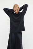 Merino Wool Roll Neck Side Split Knit  Twilight Blue  hi-res
