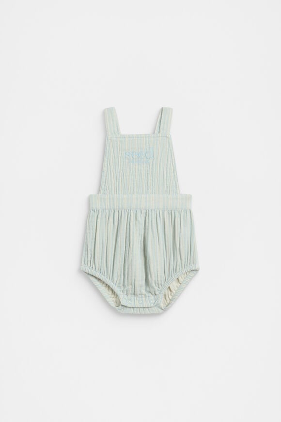 Stripe Logo Romper  Soft Blue  hi-res