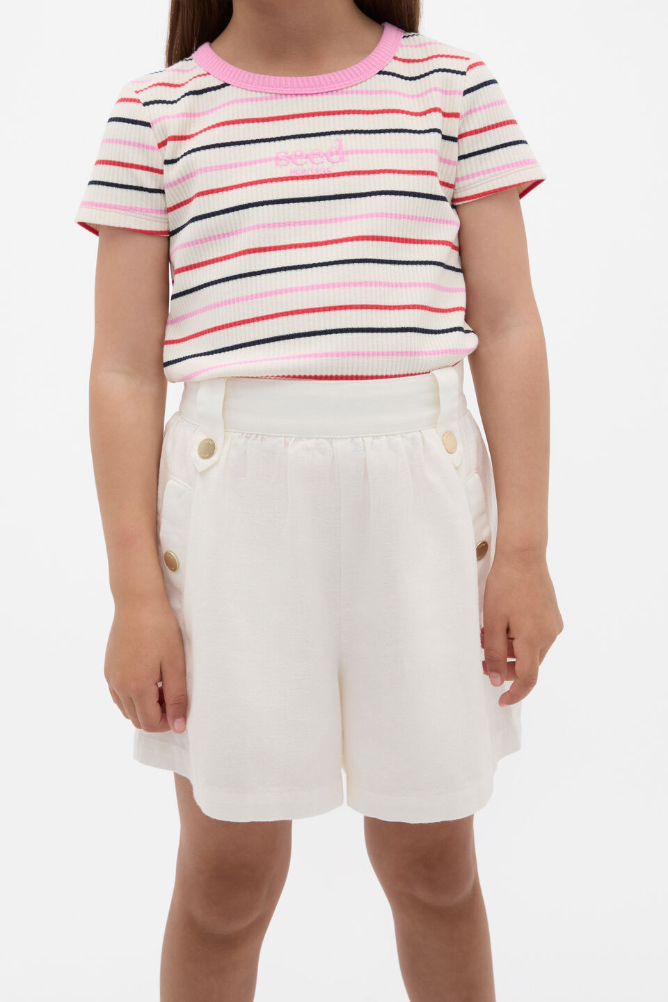 Stripe Rib Logo Tee  Candy Pink Multi