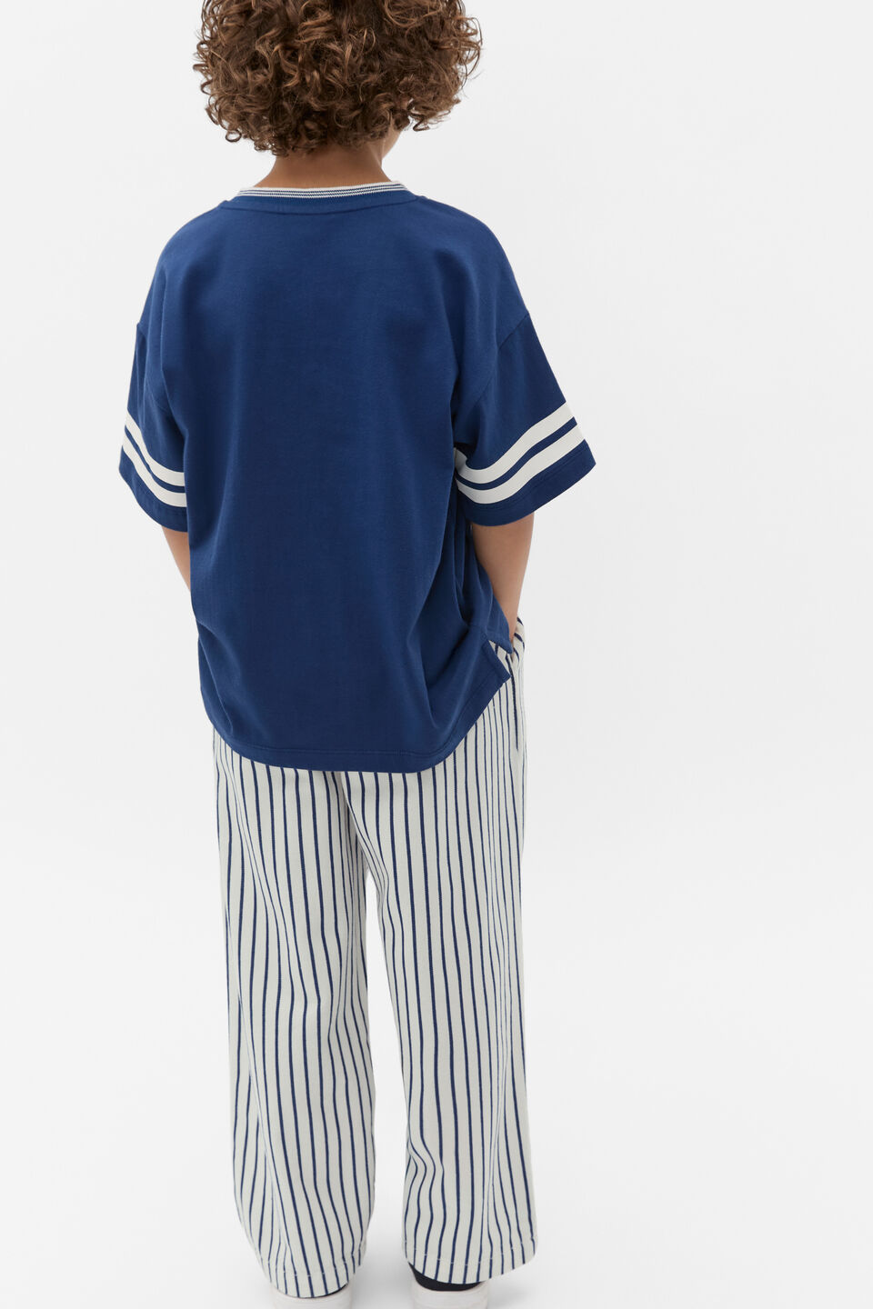 Sports Stripe Logo Tee  French Navy