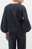 Core Linen Balloon Sleeve Top  Twilight Blue  hi-res