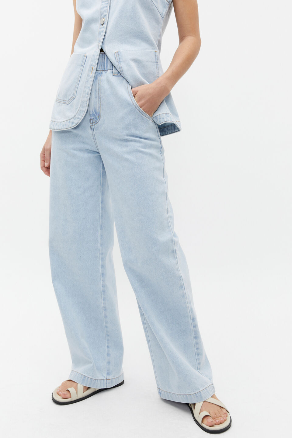 High Waist Elasticated Wide Leg Jean  Glacier Denim