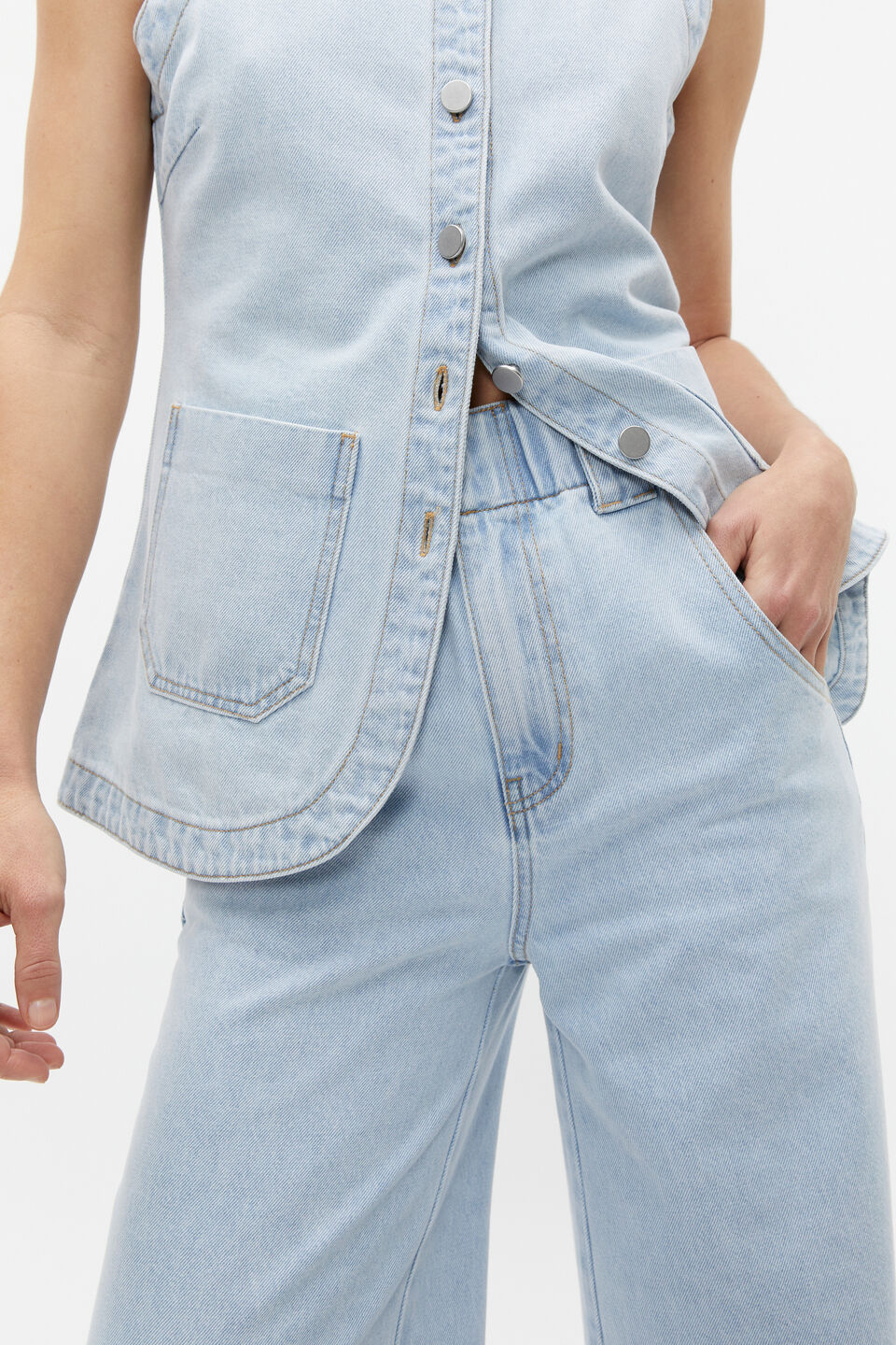High Waist Elasticated Wide Leg Jean  Glacier Denim