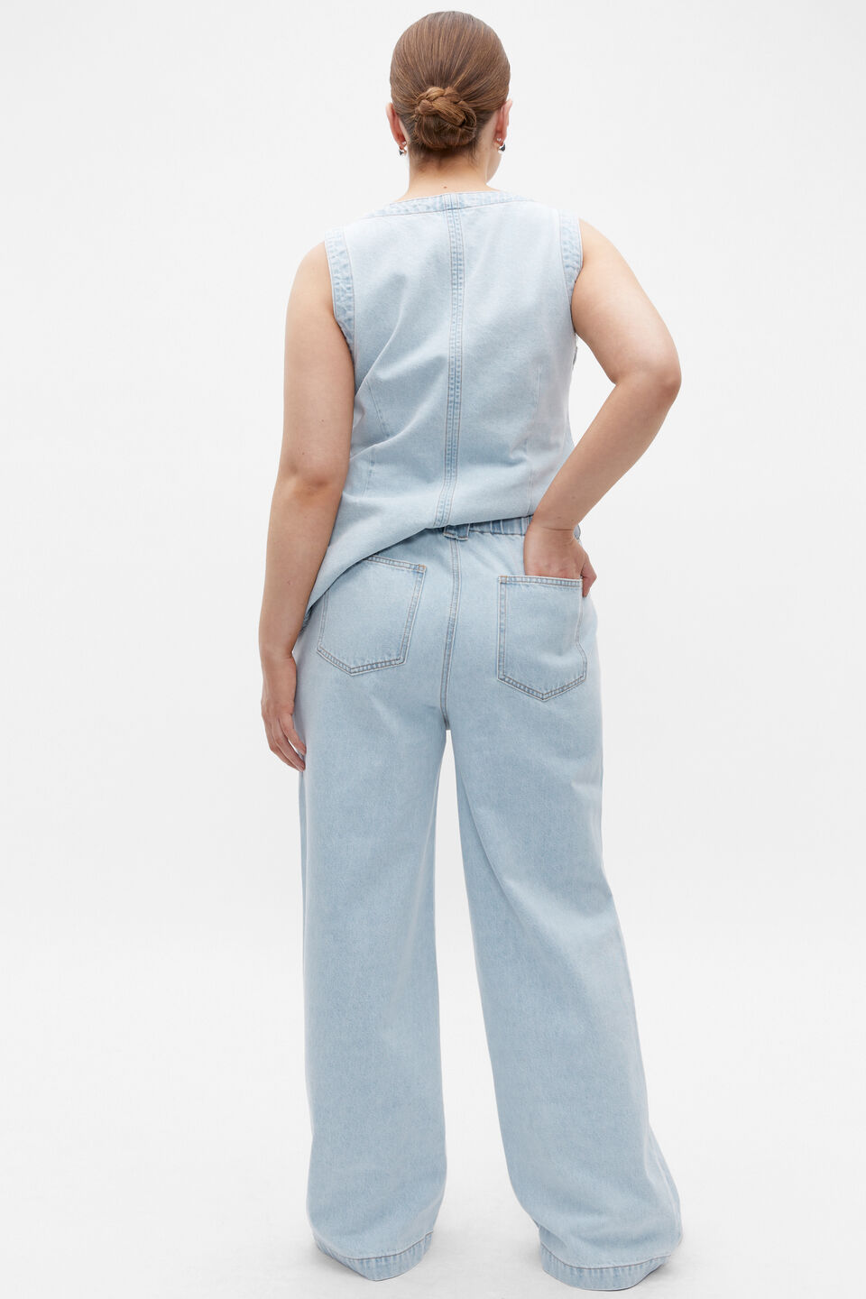 High Waist Elasticated Wide Leg Jean  Glacier Denim