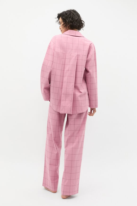 Flannelette Shirt and Pant PJ Set  Mauve  hi-res