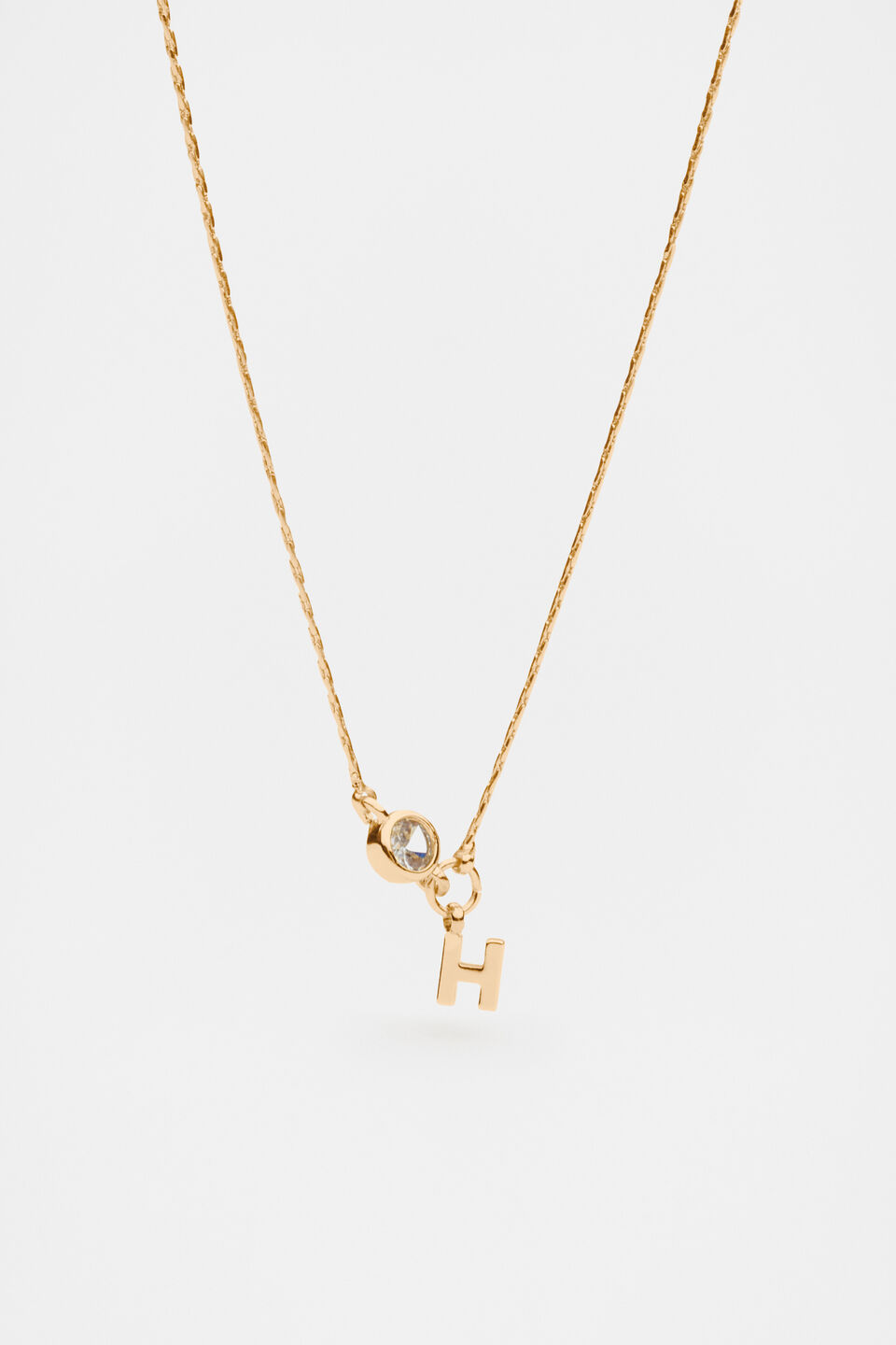 Stone Drop Initial Necklace  H