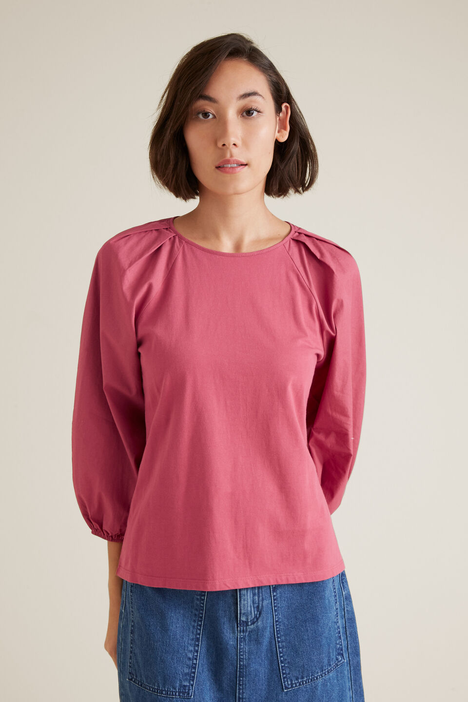 Tuck Detail Raglan Top  