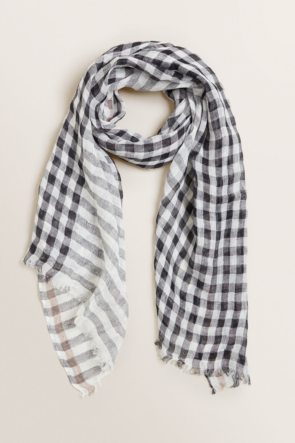 Linen Check Scarf  