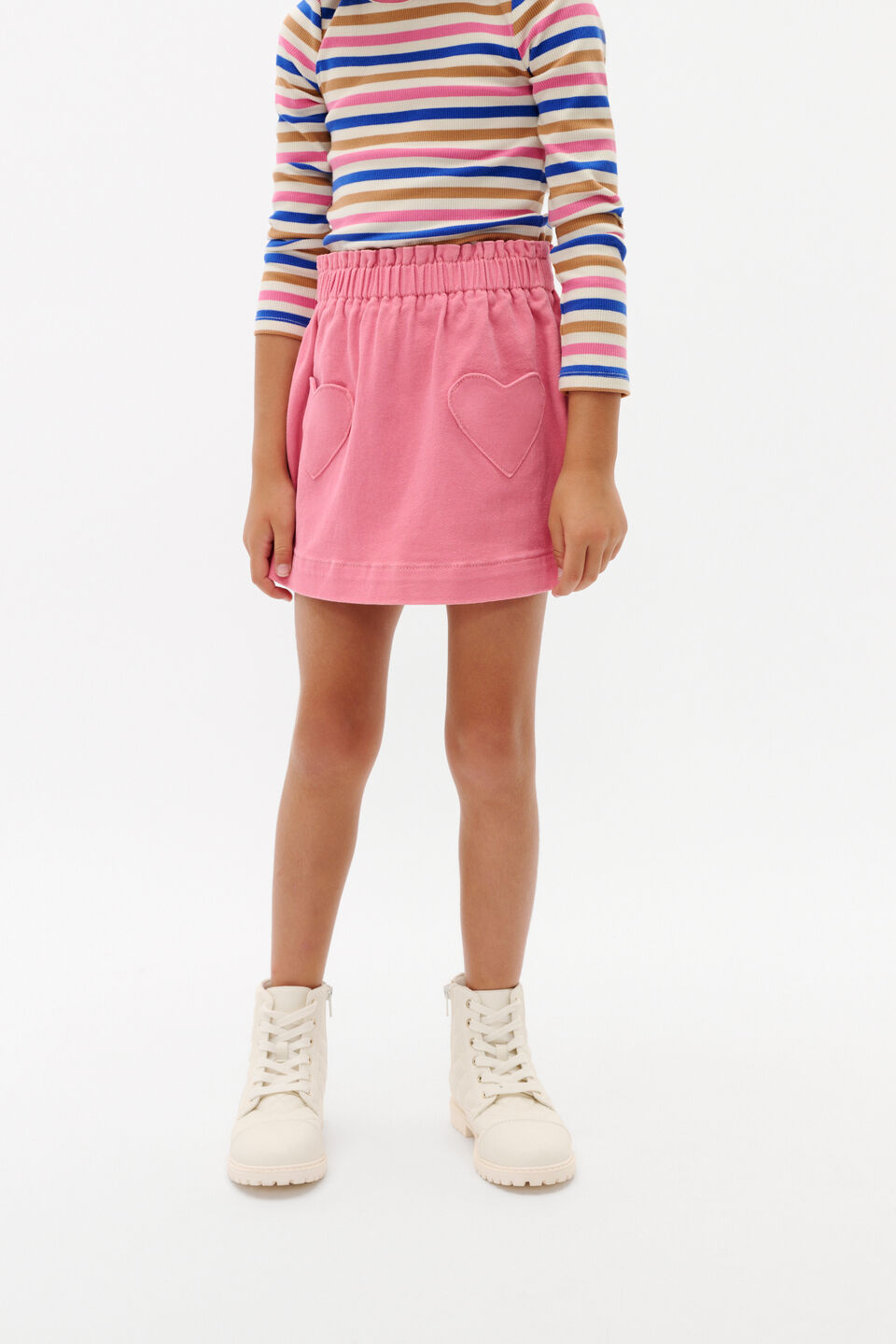 Heart Denim Skirt  Raspberry