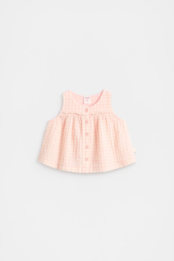 Cheesecloth Button Top  Pretty Pink  hi-res