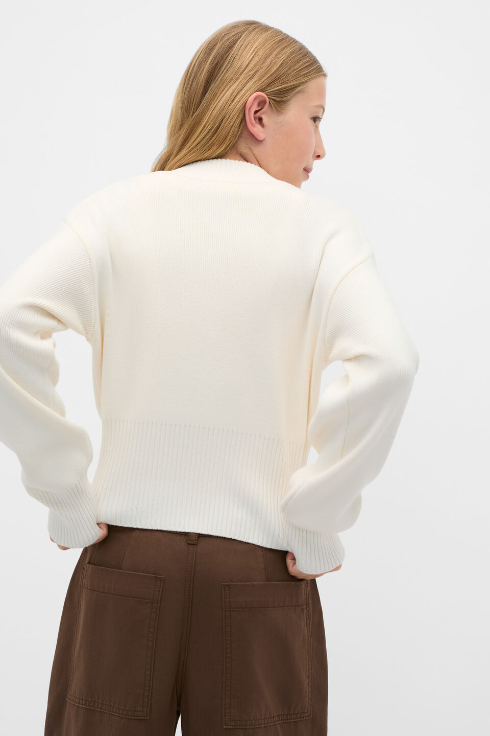 Zip Through Knit Cardigan  Classic Cream