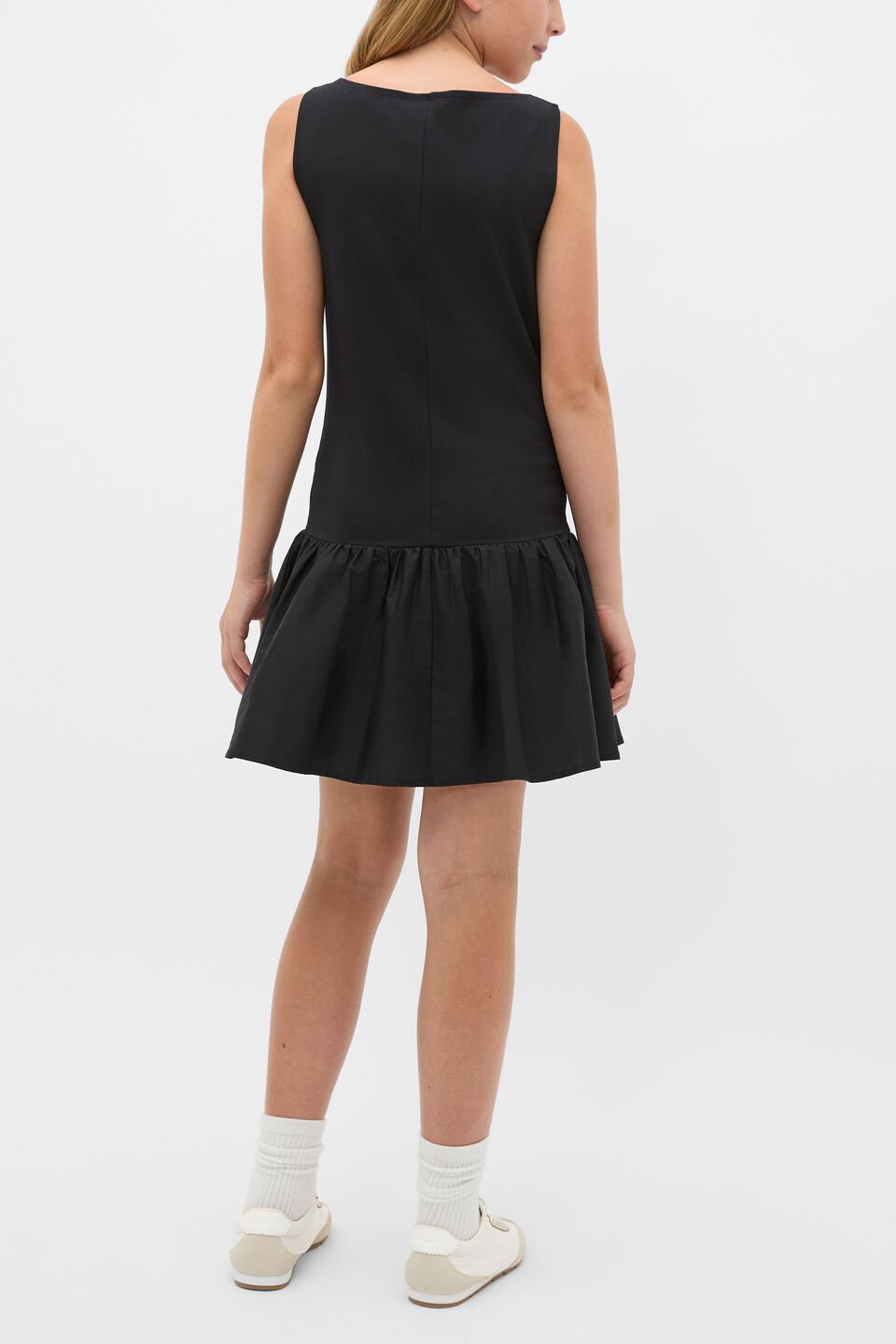 Spliced Boat Neck Dress  Black