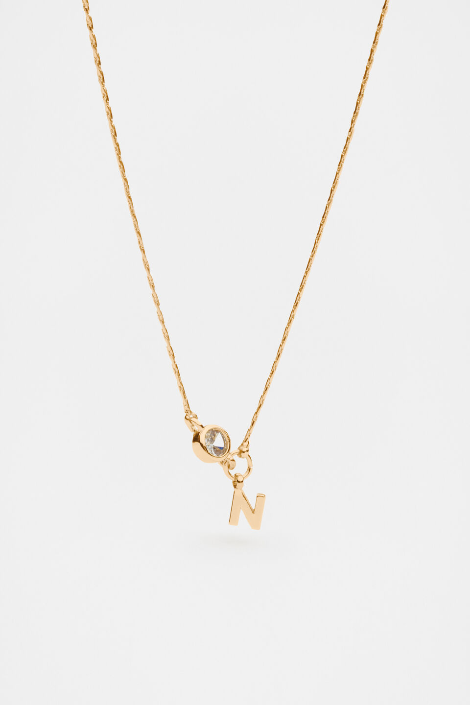Stone Drop Initial Necklace  N