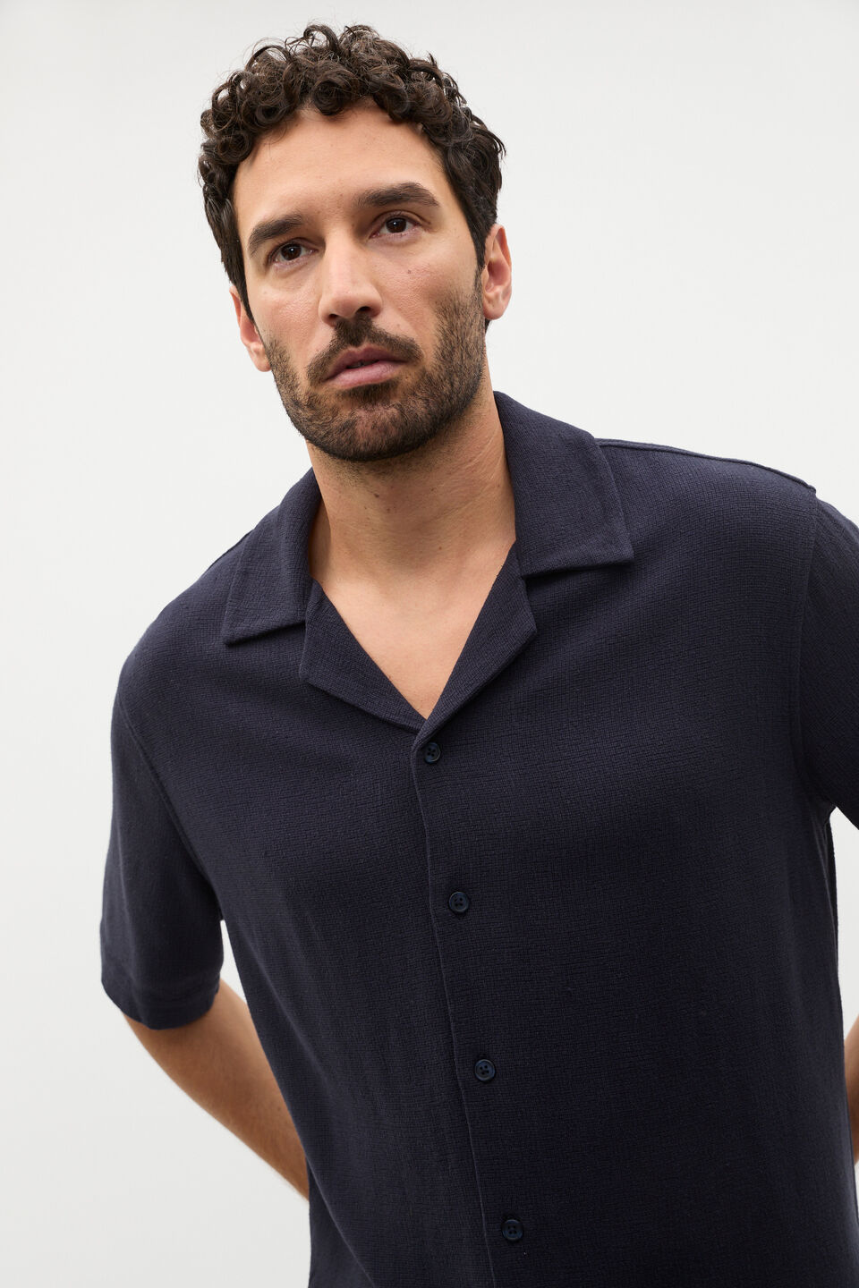 SS Textured Shirt  Midnight Blue