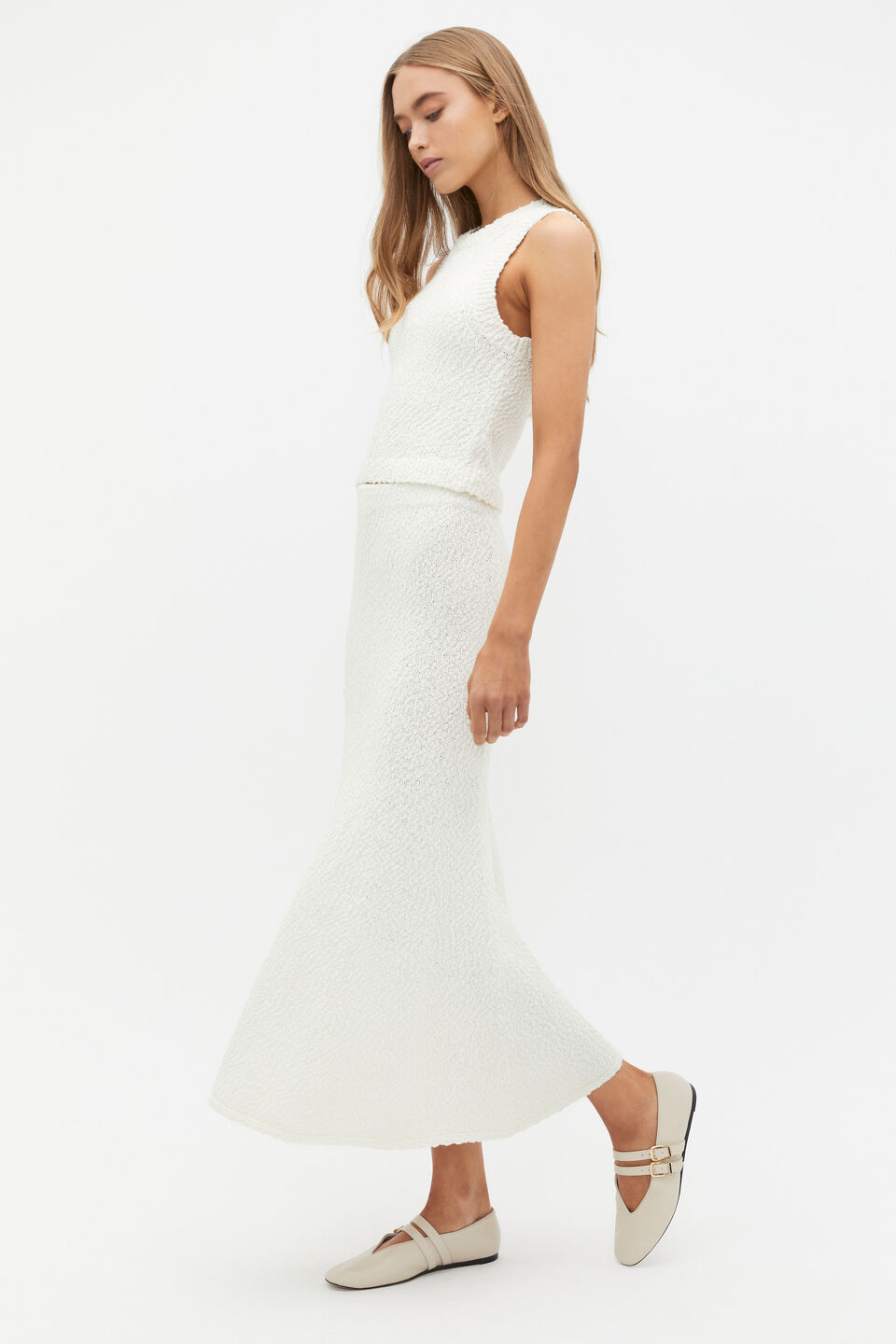 Textured Knit Skirt  Cloud Cream