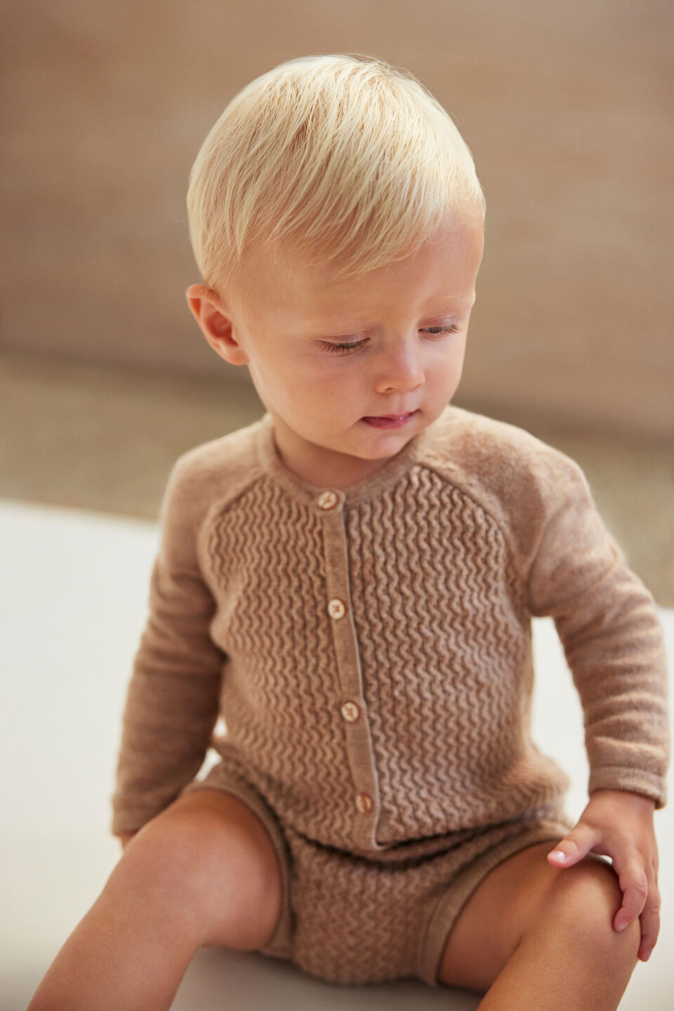 Cable Knit Cardigan  Nutmeg Marle