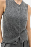 Brushed Cashmere Button Vest  Charcoal Grey Marle  hi-res