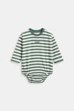 Core Stripe Rugby Bodysuit  Forest  hi-res