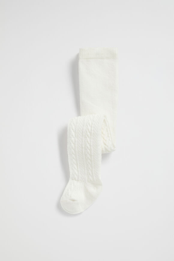 Cable Knit Tights  Vanilla  hi-res