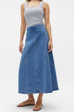 Denim Flare Midi Panel Skirt  Sea Blue Wash  hi-res